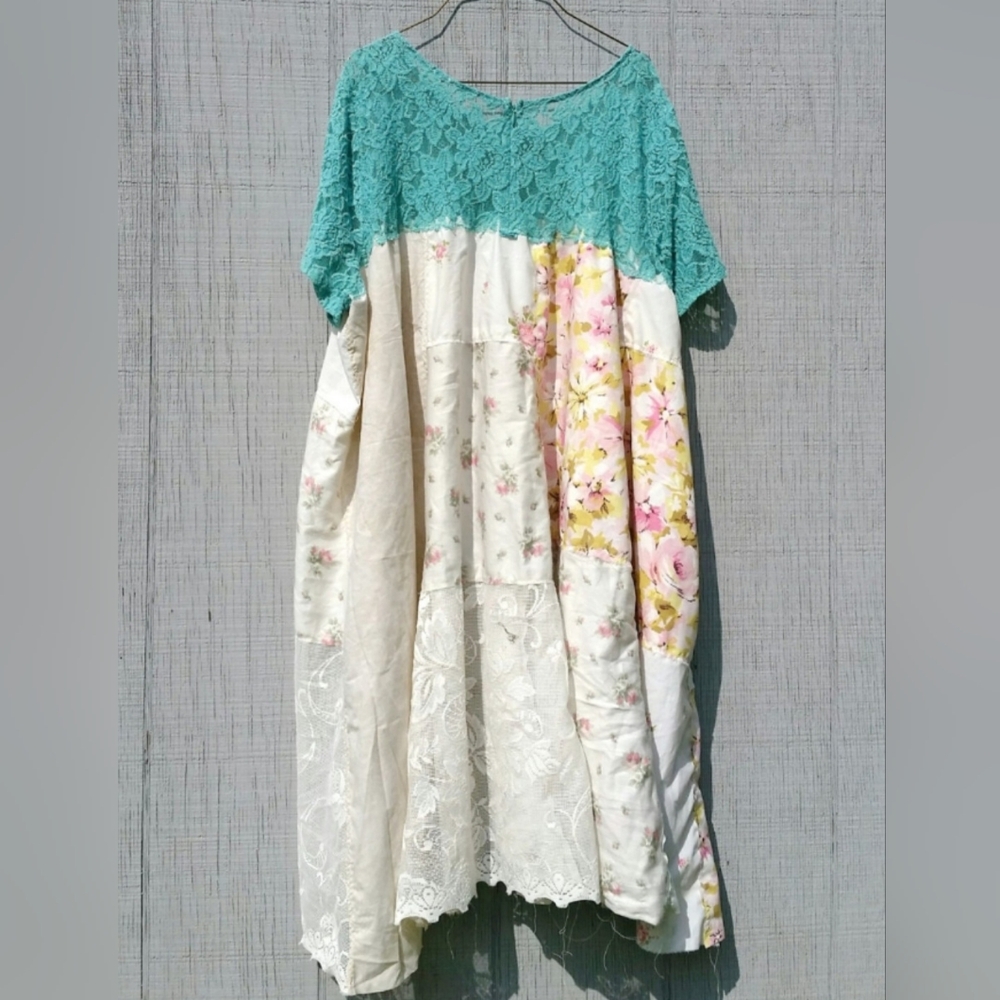 Funky Tunic Upcycled Romantic Patchwork Dress - image 3